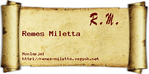 Remes Miletta névjegykártya